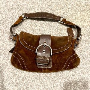 Vintage brown suede coach purse
